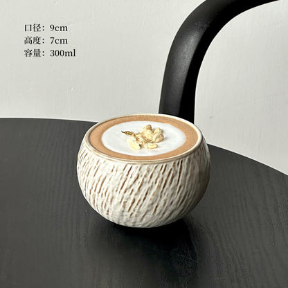 A retro egg-shaped cup frosted stone pattern ceramic cup latte coffee cup afternoon tea niche cappuccillola flower cup