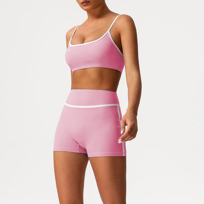 A sports suit women's contrasting colors, beautiful back, tight body, nude yoga suit, running fitness yoga suit