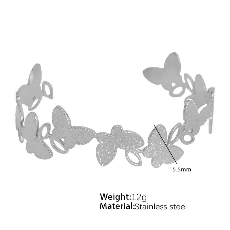 A European and American style titanium steel adjustable opening bracelet natural heavy industry beating pattern texture exaggerated personality design explosion
