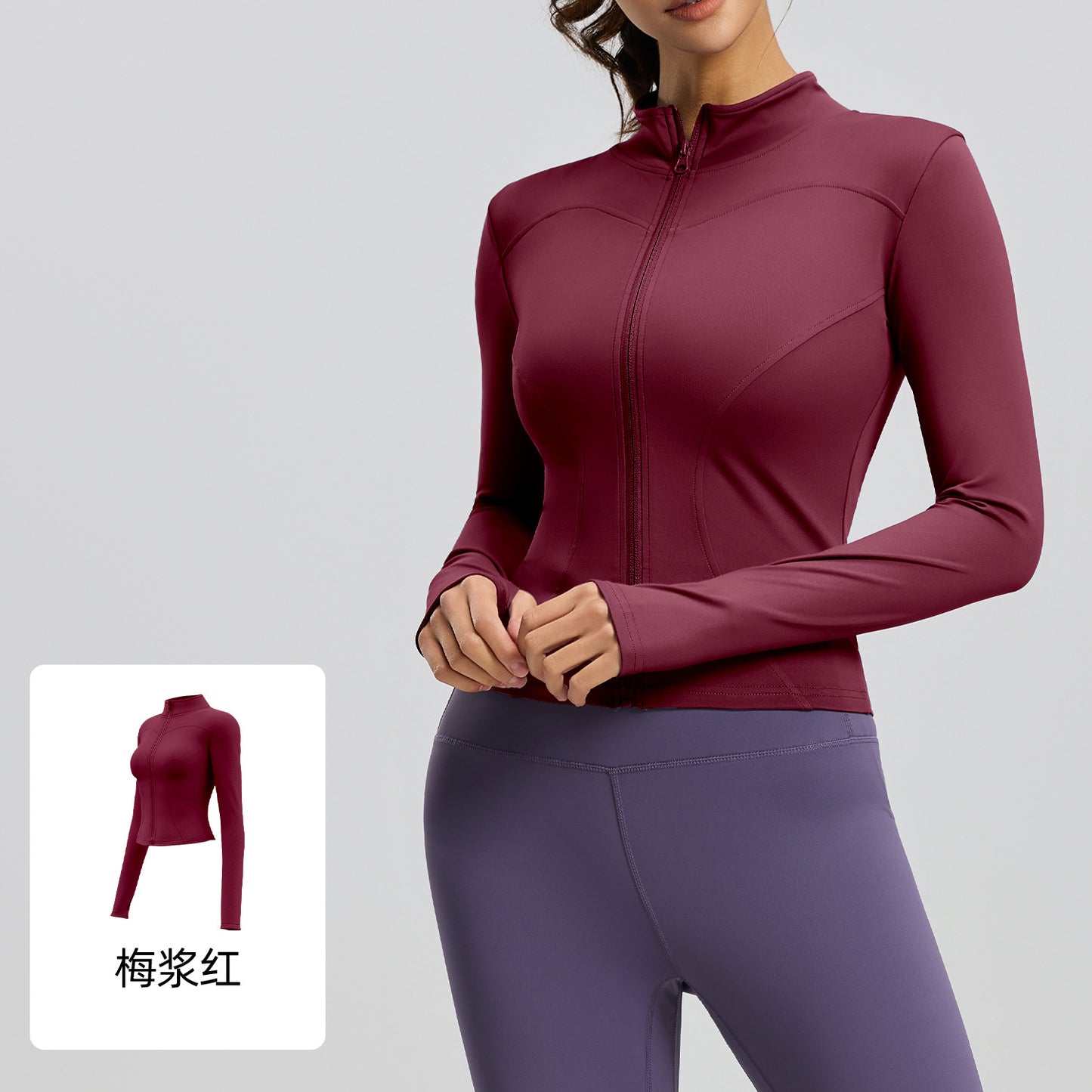 A yoga clothes top women slim and thin breathable running fitness jacket