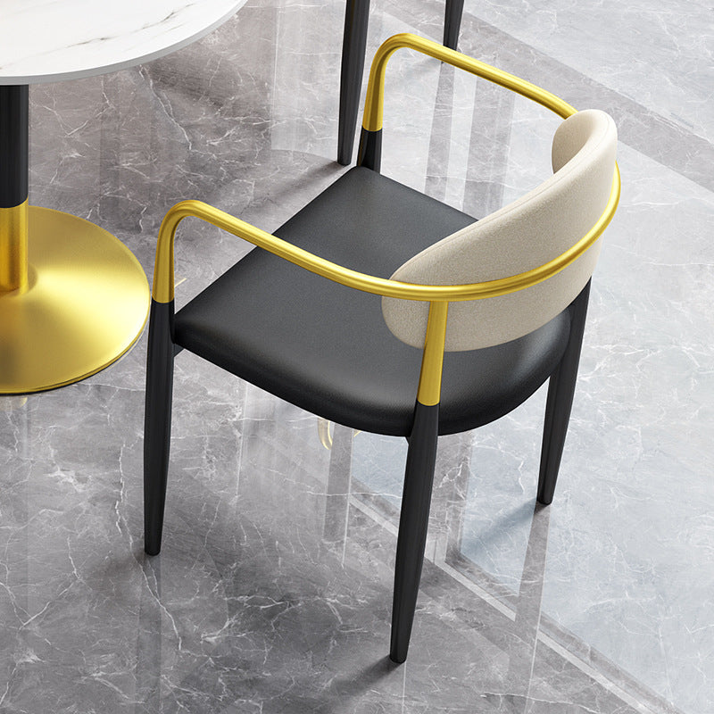 A dining chair stool with armrest back chair