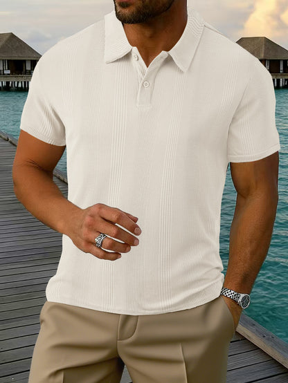 A summer new European and American cross-border men's short-sleeved jacquard polo shirt Amazon men's lapel texture t-shirt top