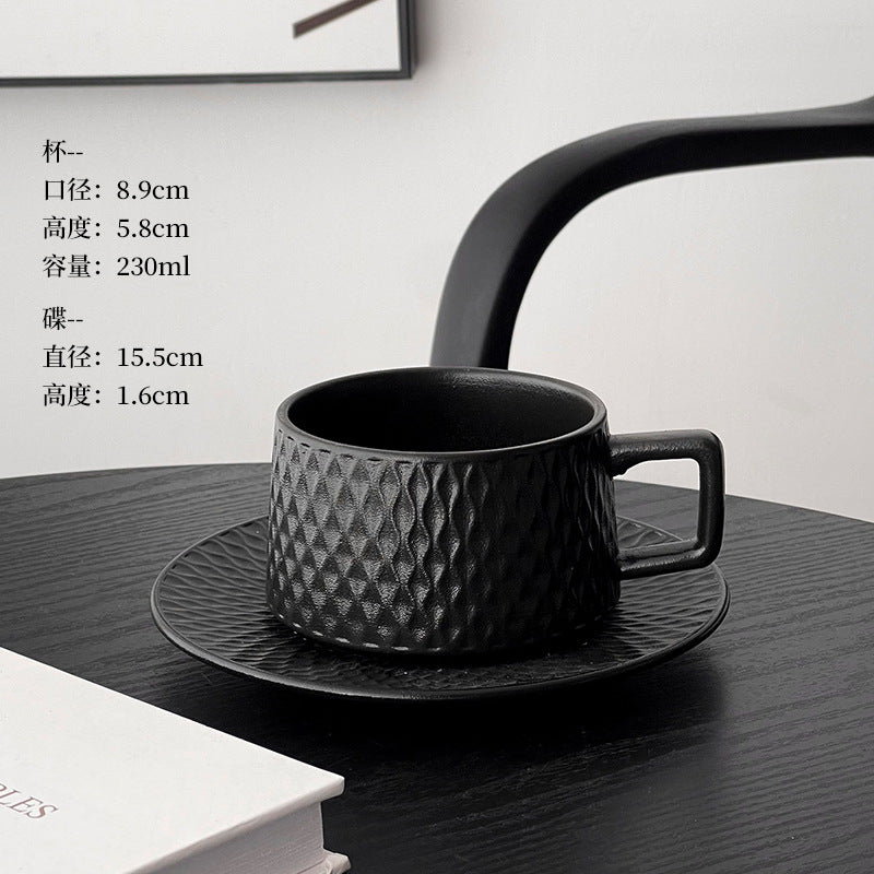 A retro stone coffee cup, premium sense, simple ceramic cup, exquisite latte latte flower cup, cappuccino mocha cup saucer