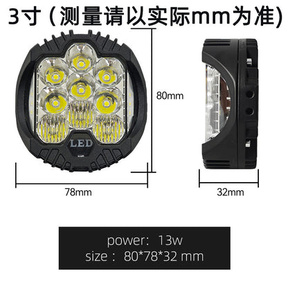 A car led light 5/7/9 inch 90w three-sided luminous work light tank 300 off-road vehicle modified external spotlight
