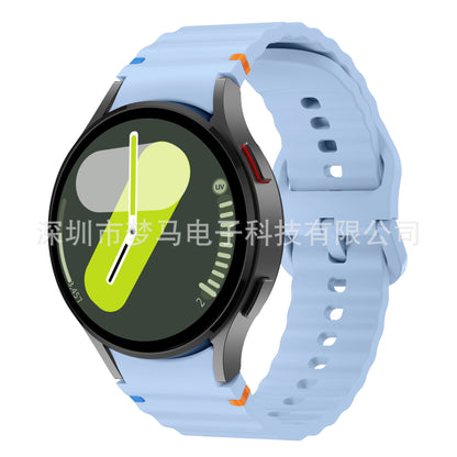 A Suitable for Samsung watch7/FE original wave stitching color buckle silicone strap universal watch654 strap