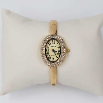 A new watch women's rose gold diamond ring, light luxury, high-end niche design, oval bracelet watch explosion