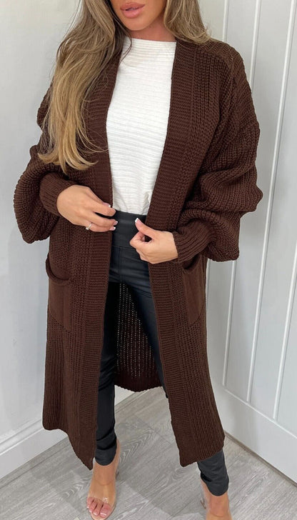 A long knit jacket