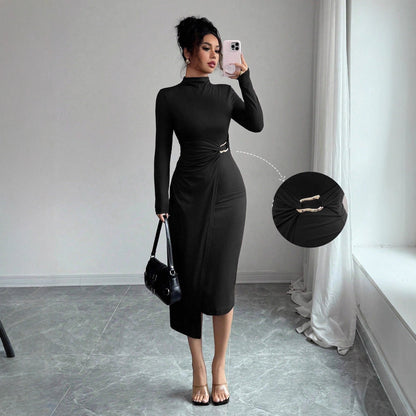 A long-sleeved dress
