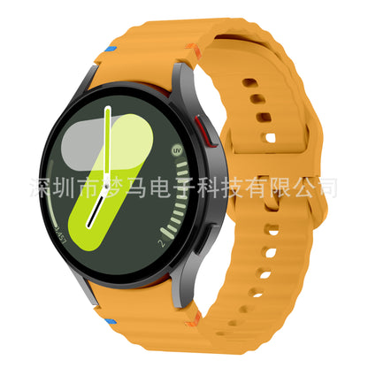 A Suitable for Samsung watch7/FE original wave stitching color buckle silicone strap universal watch654 strap