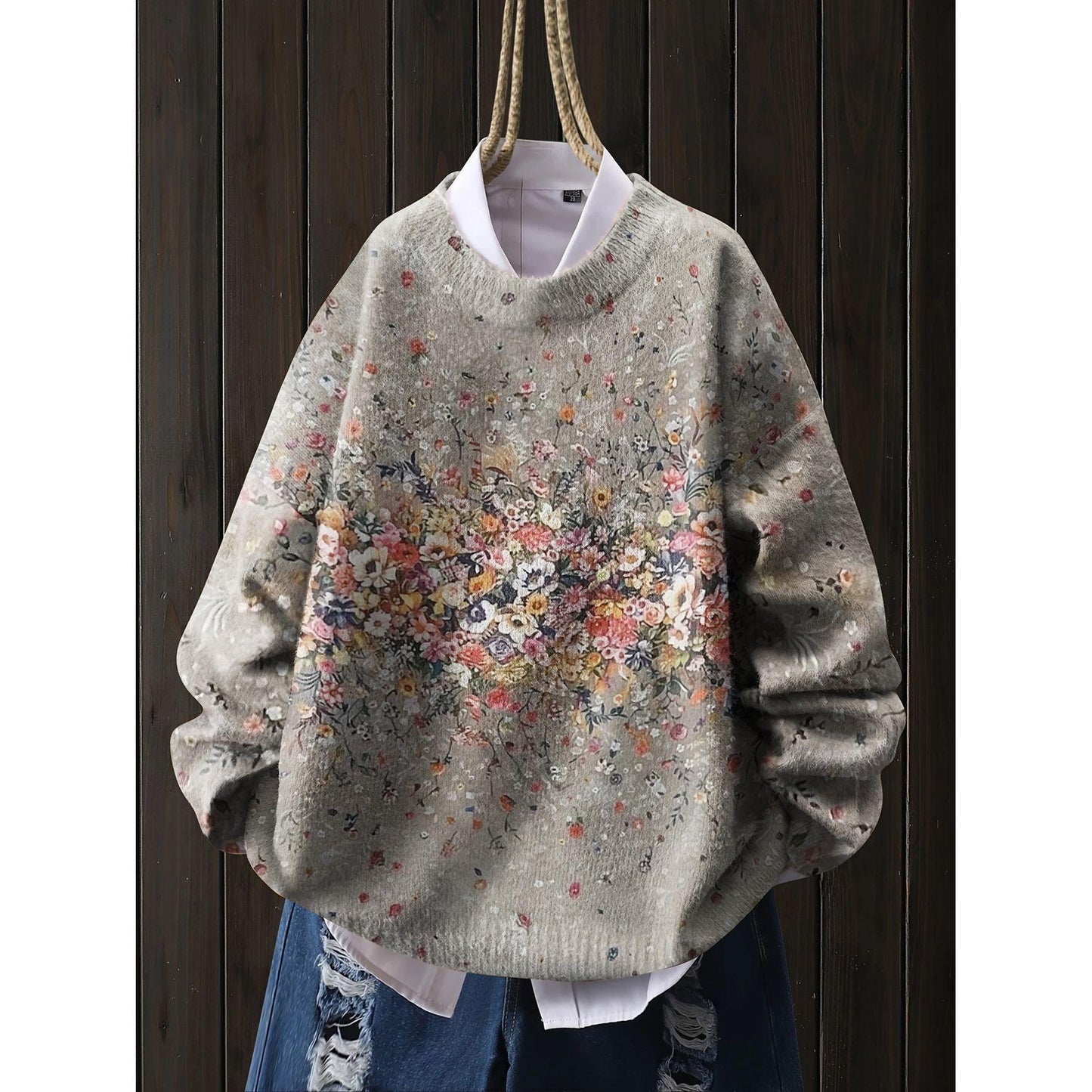 A printed sweater