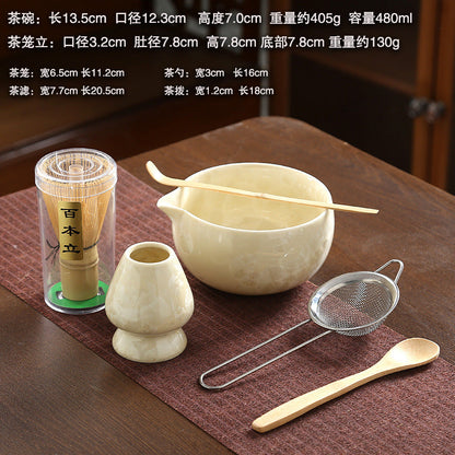 A crystal glaze cross-border ceramic matcha bowl tea beater tool set Japanese matcha brush Baibenli tea set combination