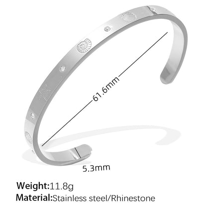 A cross-border European and American exaggerated personality versatile titanium steel inlaid zircon marine series stainless steel advanced sense opening bracelet