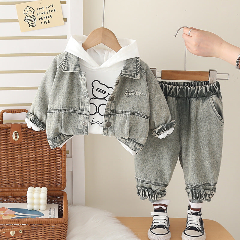 A children's denim three-piece set