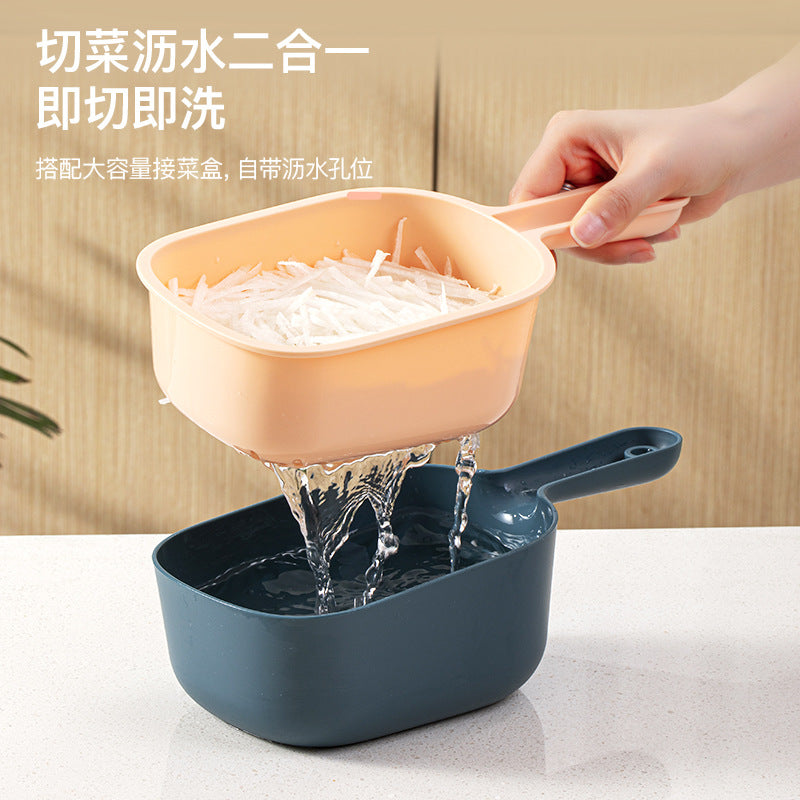 A multifunctional vegetable cutter, home kitchen shredding, draining basket, shredded potato, slicing, shredding, grater