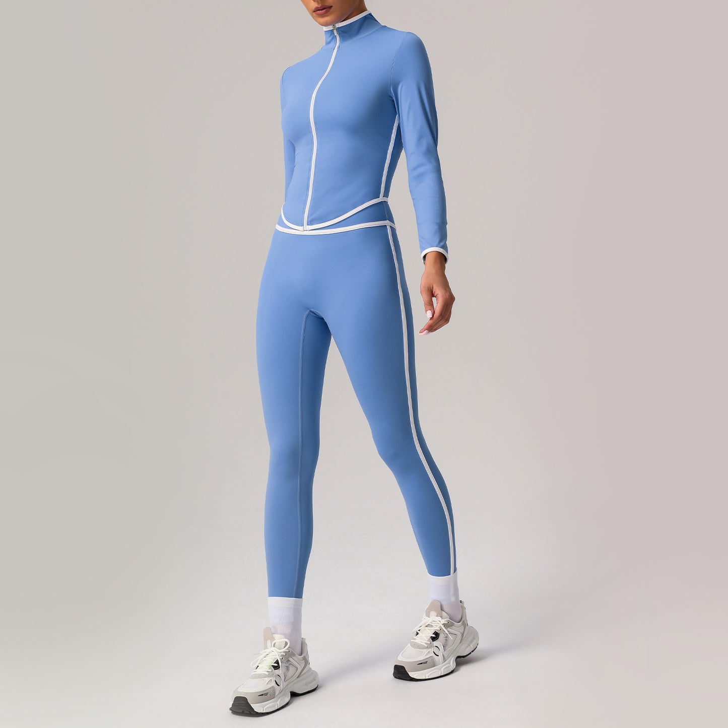 A sports suit women's contrasting colors, beautiful back, tight body, nude yoga suit, running fitness yoga suit