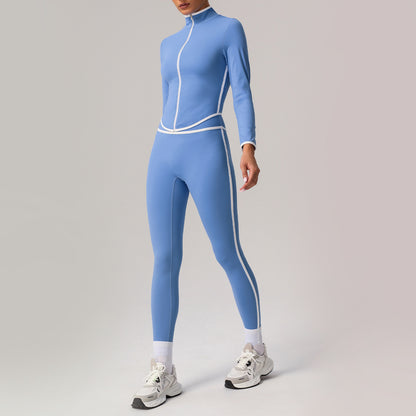 A sports suit women's contrasting colors, beautiful back, tight body, nude yoga suit, running fitness yoga suit