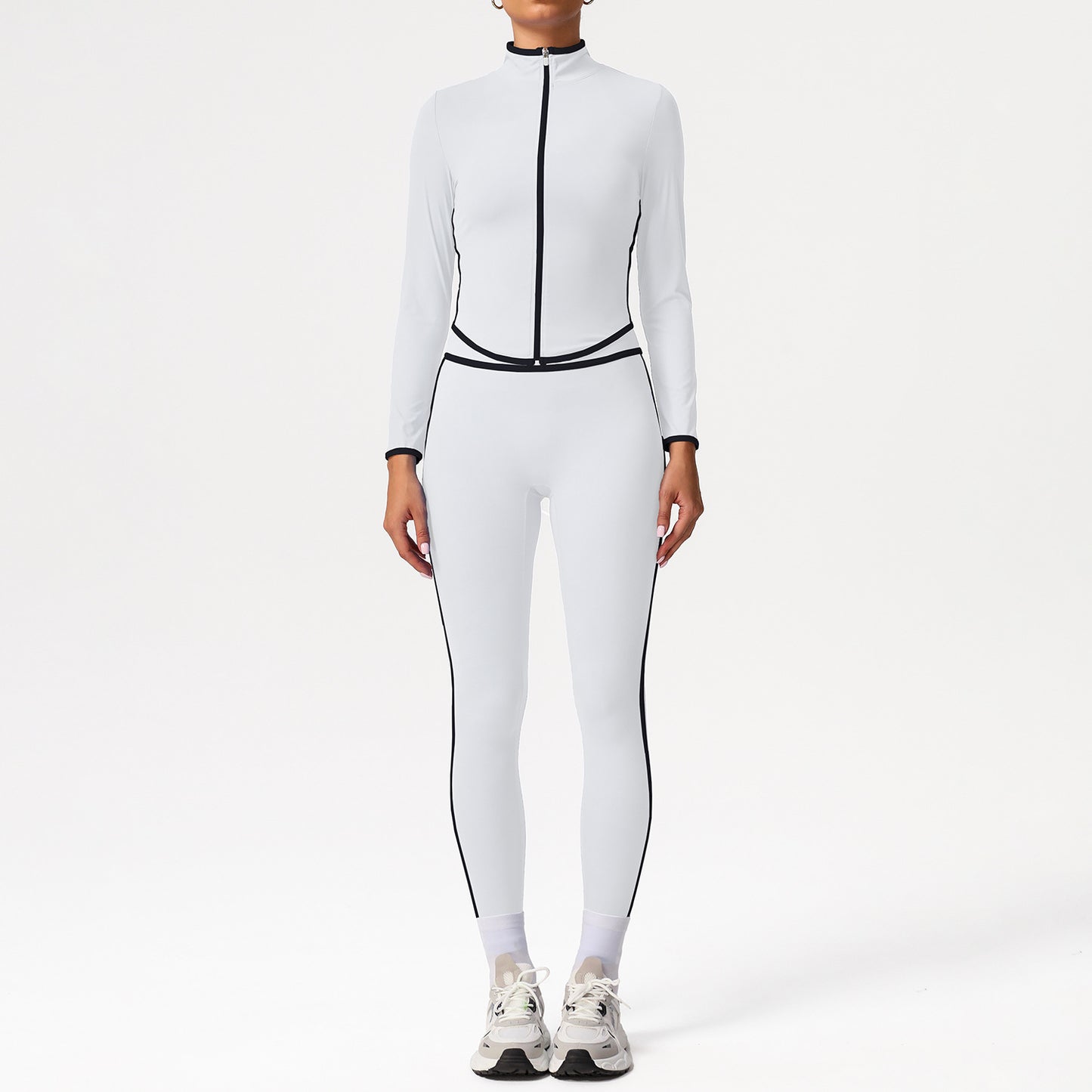 A sports suit women's contrasting colors, beautiful back, tight body, nude yoga suit, running fitness yoga suit