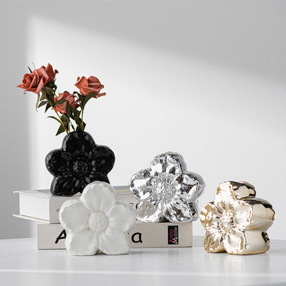 A flower ceramic vase ornament