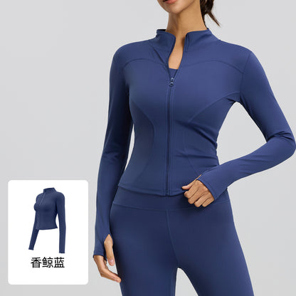 A yoga clothes top women slim and thin breathable running fitness jacket