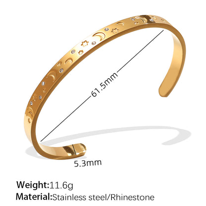 A cross-border European and American exaggerated personality versatile titanium steel inlaid zircon marine series stainless steel advanced sense opening bracelet