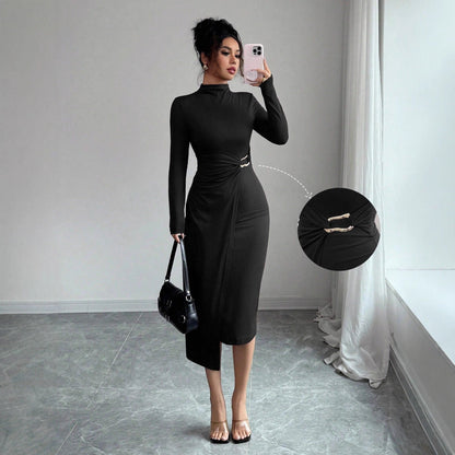 A long-sleeved dress