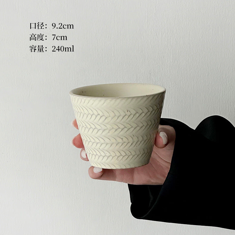 Japanese minimalist ceramic coffee cup hand cup pig mouth cup retro exquisite premium latte cup master cup Aobai cup