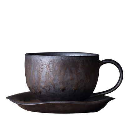 A ceramic cup and saucer set