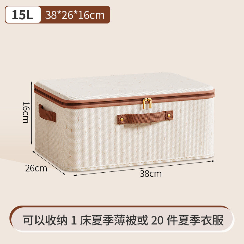 A cotton and linen zipper storage box