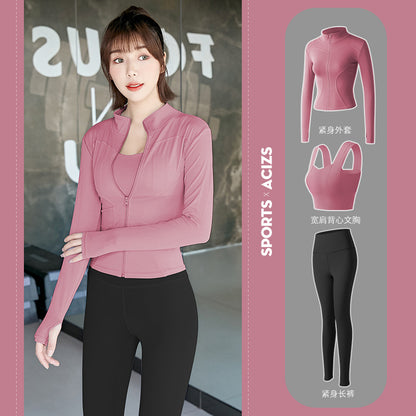 A Yoga clothes women's spring summer tight and thin gym clothes morning running sports suit body sculpting