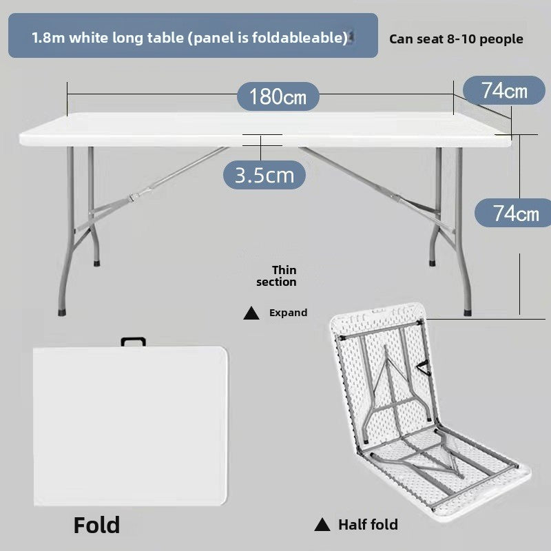 A portable long table outdoor folding table stall table household simple dining table and chairs blow molding folding table night market plastic