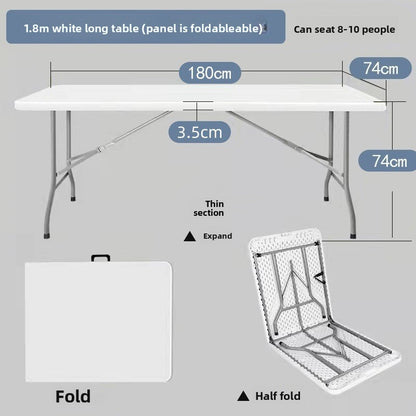 A portable long table outdoor folding table stall table household simple dining table and chairs blow molding folding table night market plastic