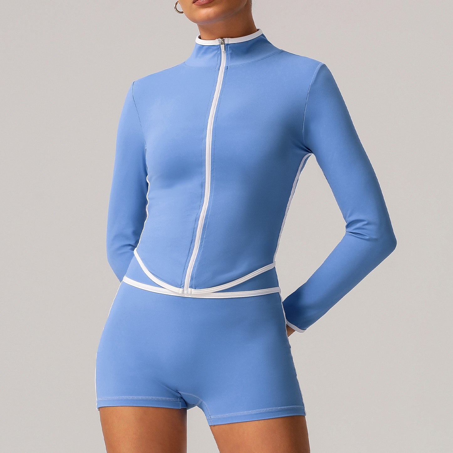 A sports suit women's contrasting colors, beautiful back, tight body, nude yoga suit, running fitness yoga suit