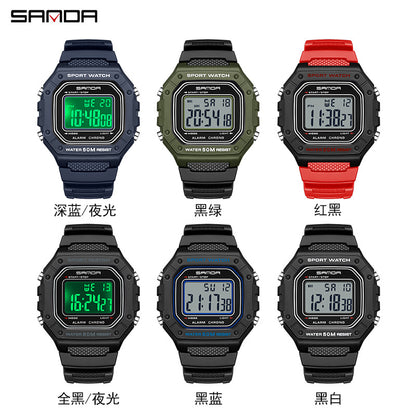 A version of swimming waterproof youth electronic watch simple alarm clock single display small square men and women, student wrist
