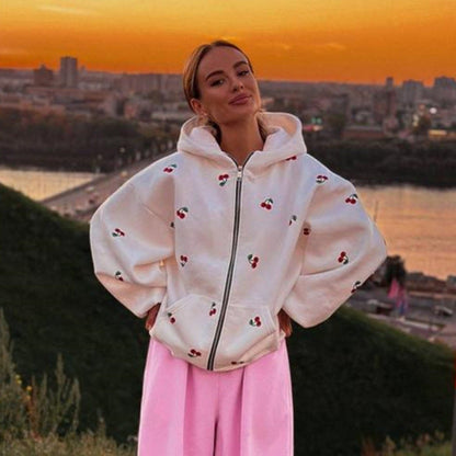 A printed sweater jacket