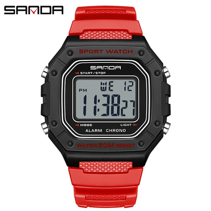 A version of swimming waterproof youth electronic watch simple alarm clock single display small square men and women, student wrist