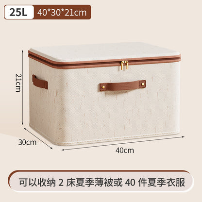 A cotton and linen zipper storage box