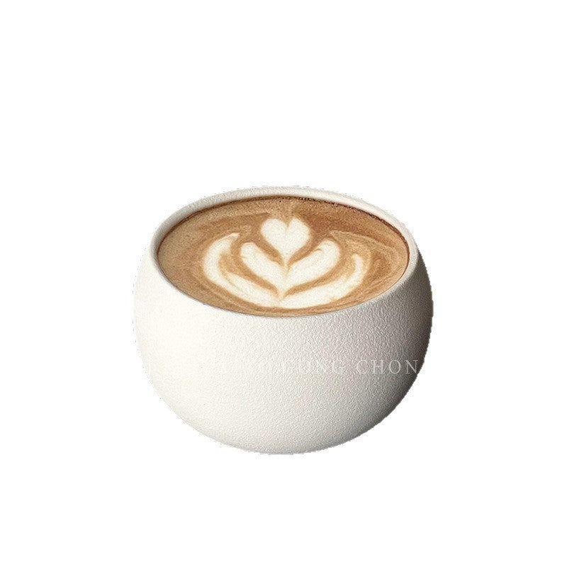 A retro egg-shaped cup frosted stone pattern ceramic cup latte coffee cup afternoon tea niche cappuccillola flower cup