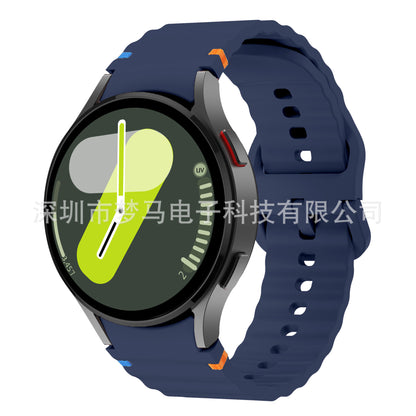 A Suitable for Samsung watch7/FE original wave stitching color buckle silicone strap universal watch654 strap