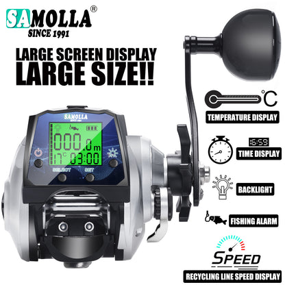 A digital display water drop wheel sea fishing raft fishing boat usb charging temperature time
