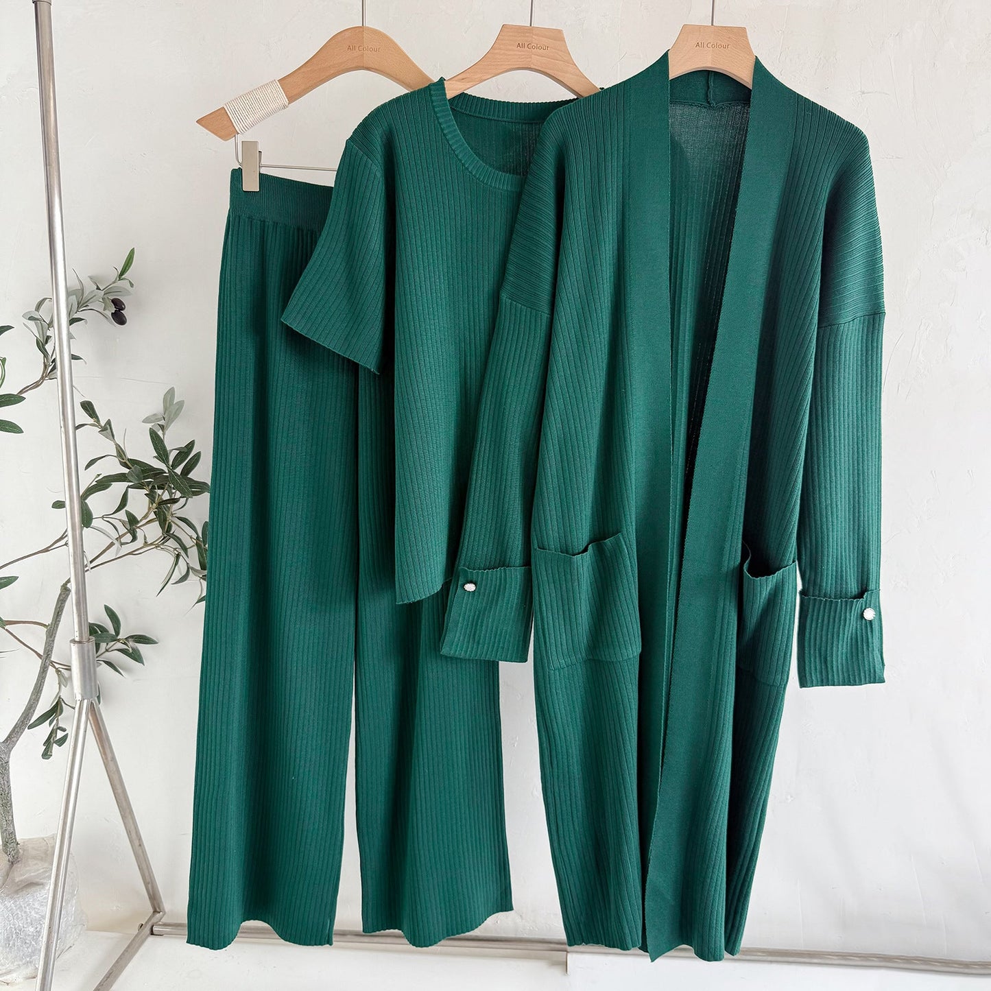 A three-piece knitted set