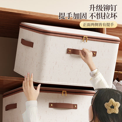 A cotton and linen zipper storage box