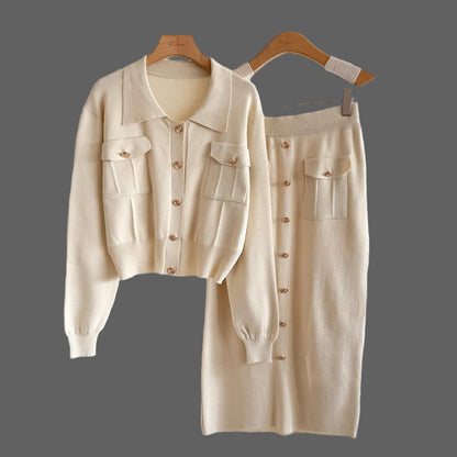 A women's knitted two-piece set