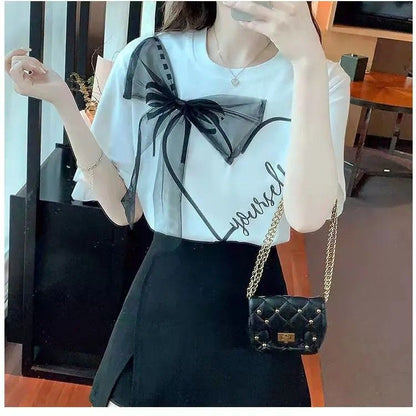 A Black Short Sleeve T-Shirt Women's Summer - Mixbatch