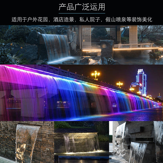A acrylic waterfall water outlet courtyard landscape decoration water curtain wall outdoor setting colorful pool water curtain light