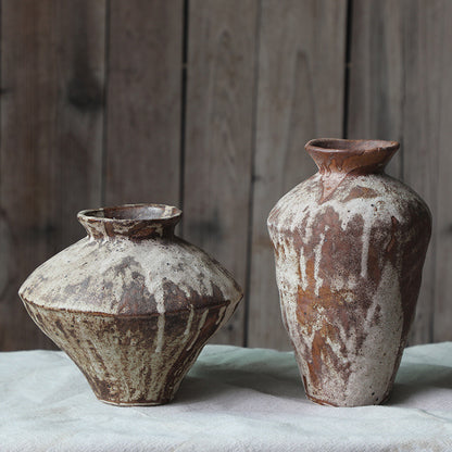 A wabi-sabi wind ceramic vase coarse pottery vase flower arrangement retro nostalgic handmade B & B hotel zen ornament new Chinese style