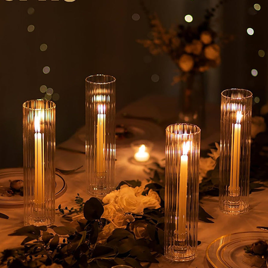 A Hot-selling high borosilicate vertical candle holder European simple transparent glass vase decorative vase