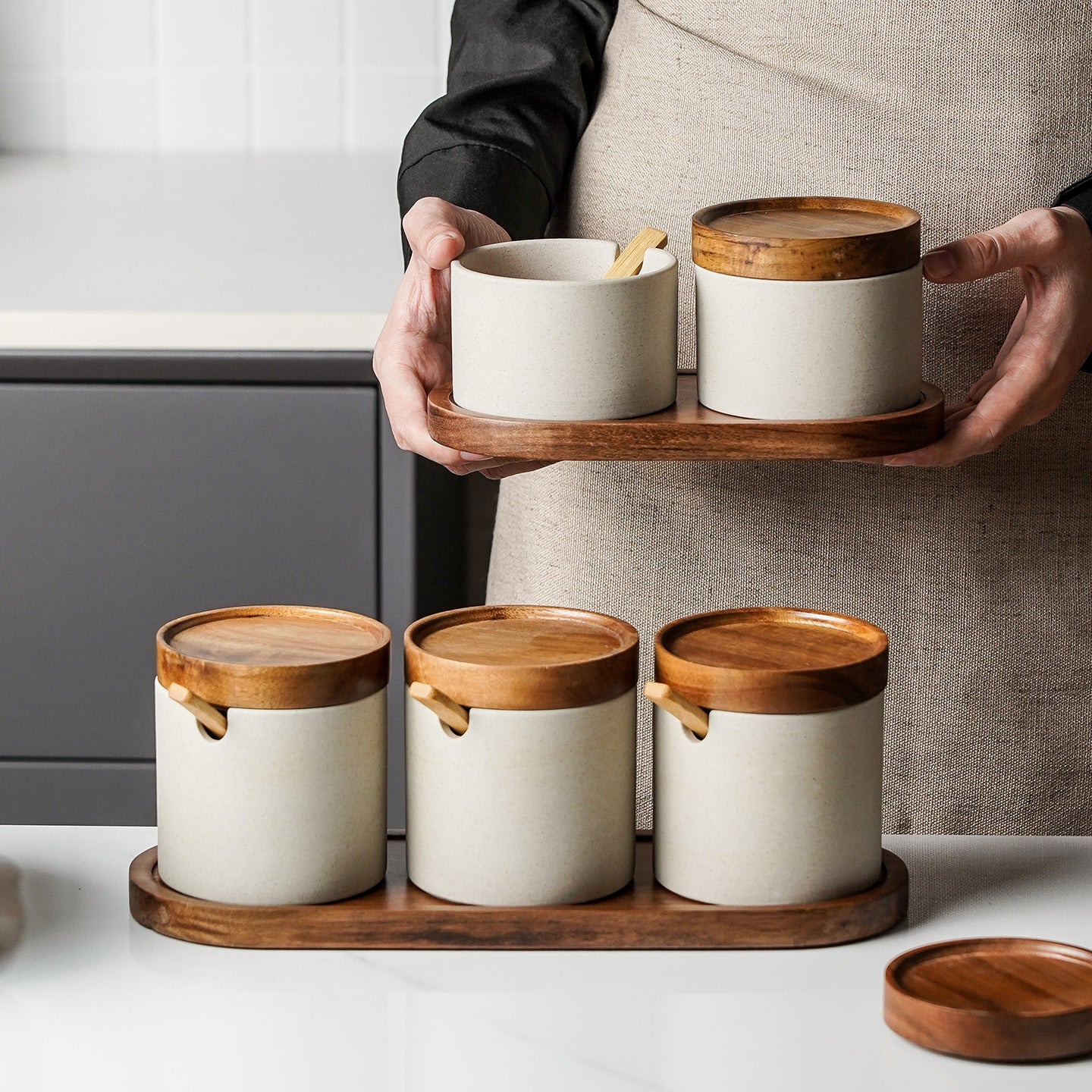 A ceramic spice jar