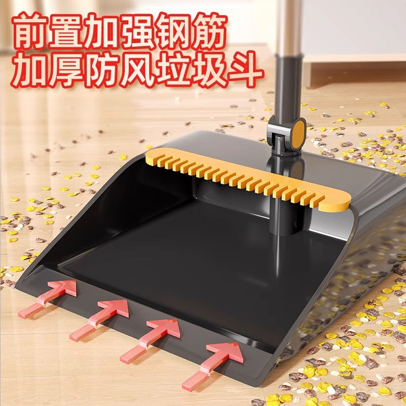 A mop broom three-piece set of one mop wiper water net combination broom home folding wall hanging broom dustpan