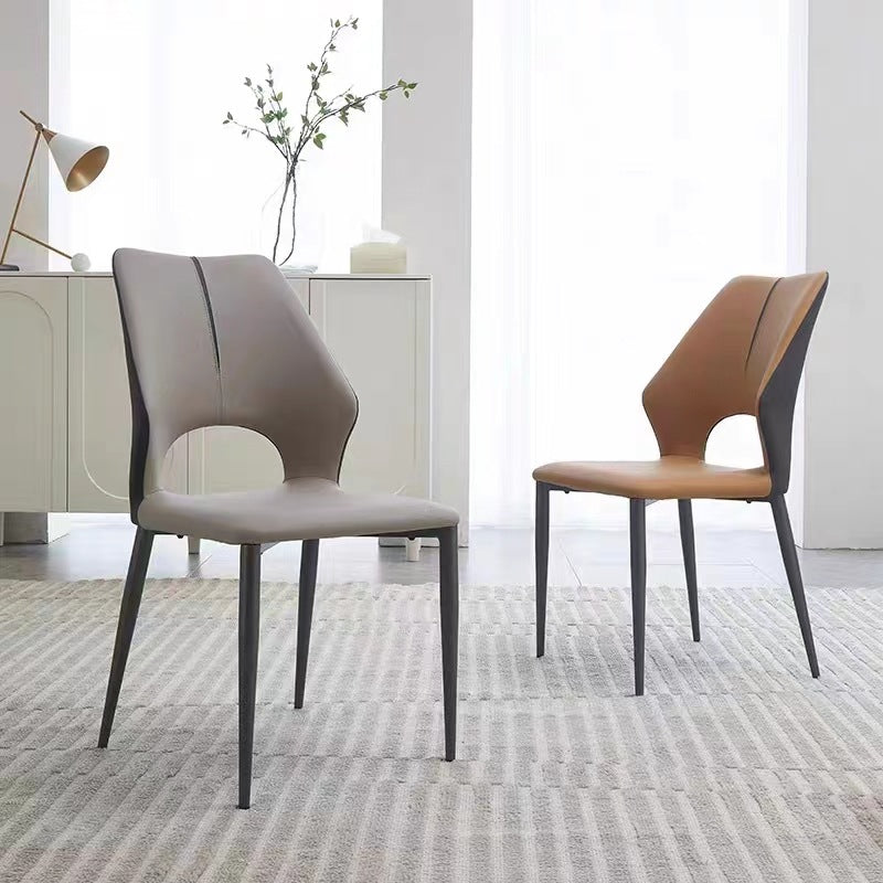A leather metal chair