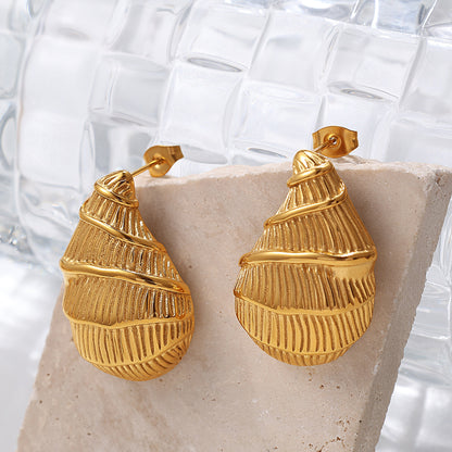 A European and American style fashion personalized stainless steel 18K gold conch earrings irregular cross-border innovation versatile earrings women